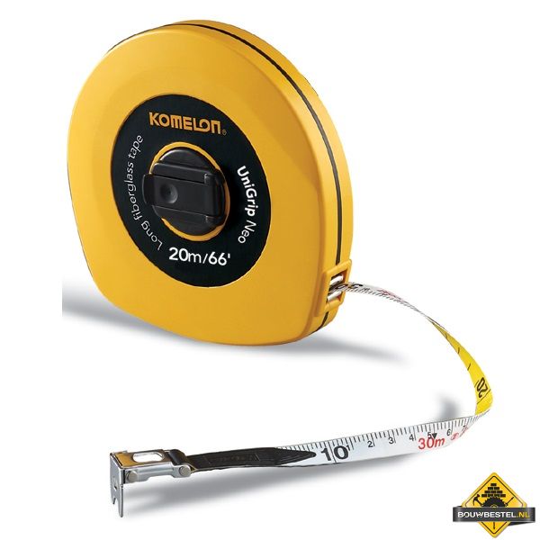 Komelon UniGrip Neo glasfiber meetband met bandeinde E - 20 m