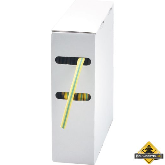 Krimpkous-box met gekleurde krimpkous 6,4 mm groen-geel | 10 meter