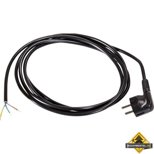 Kunststof aansluitsnoer H05VV-F 3 G 1.0 mm2 met haakse stekker zwart 3 meter