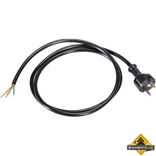Kunststof aansluitsnoer H05VV-F 3 G 1.5 mm2 met centrale stekker zwart 0,3 meter
