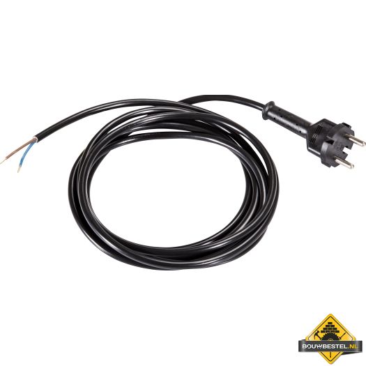 Kunststof aansluitsnoer H05VV-F 3 G 1.5 mm2 met haakse stekker zwart 5 meter