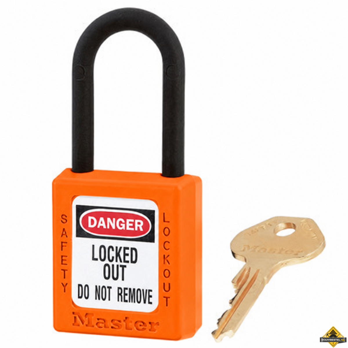 Masterlock hangslot, type 406, oranje kast 40mm, VS kunststof beugel, 1 sleutel