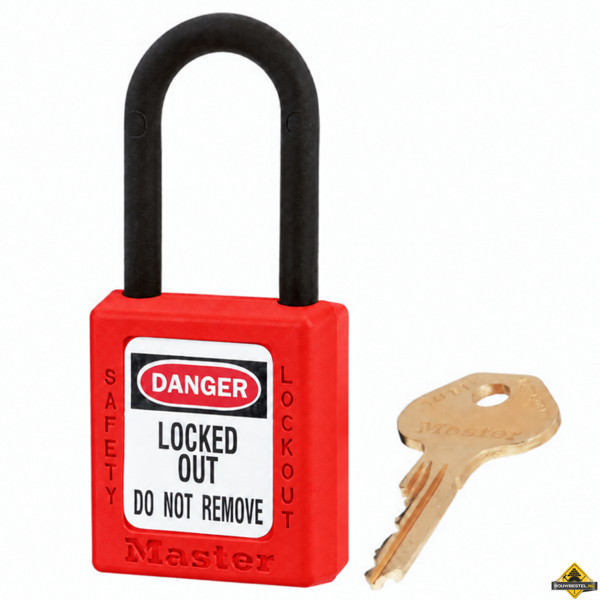 Masterlock hangslot, type 406, rode kast 40mm, VS, kunststof beugel, 1 sleutel