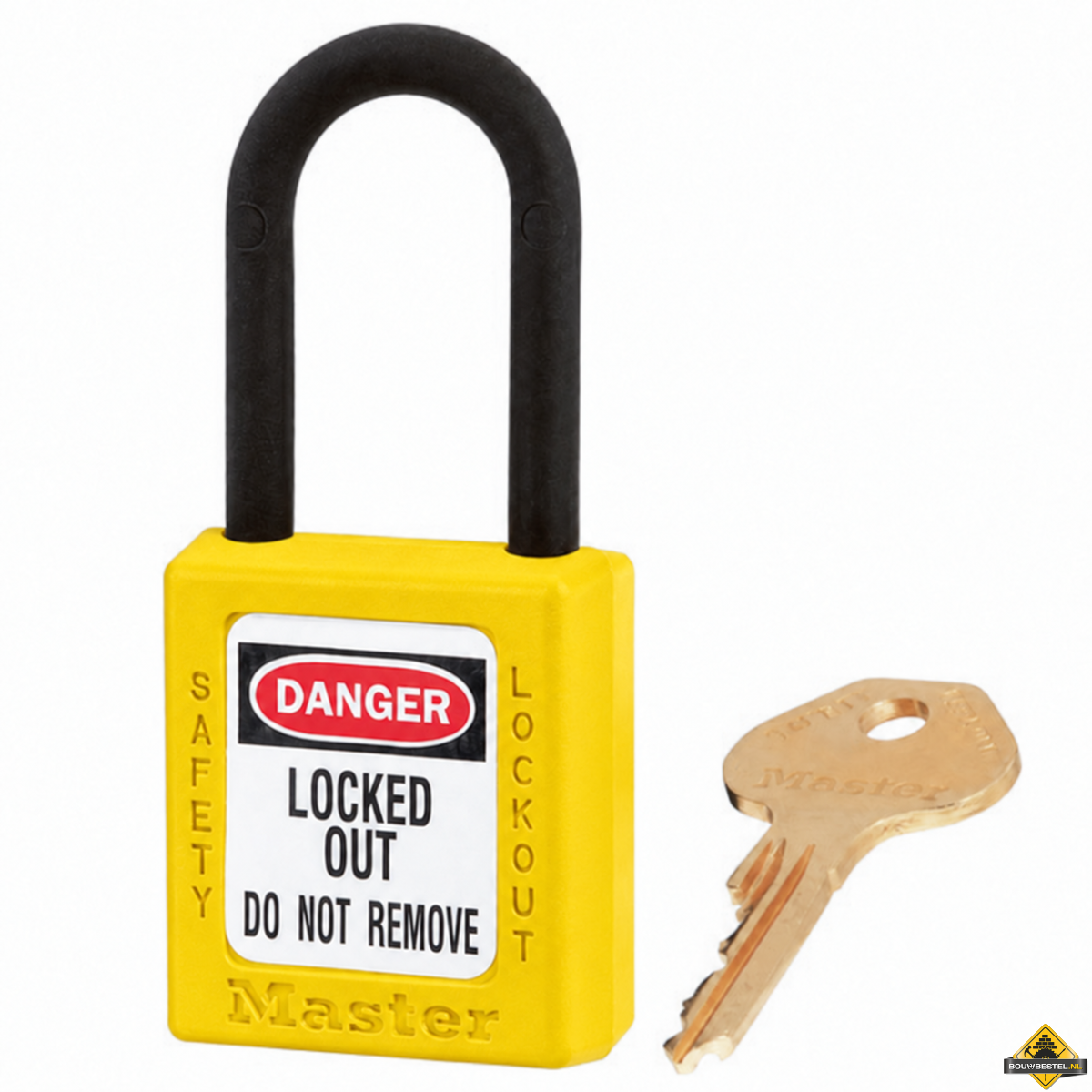 Masterlock hangslot, type 406, gele kast 40mm, VS, kunststof beugel, 1 sleutel