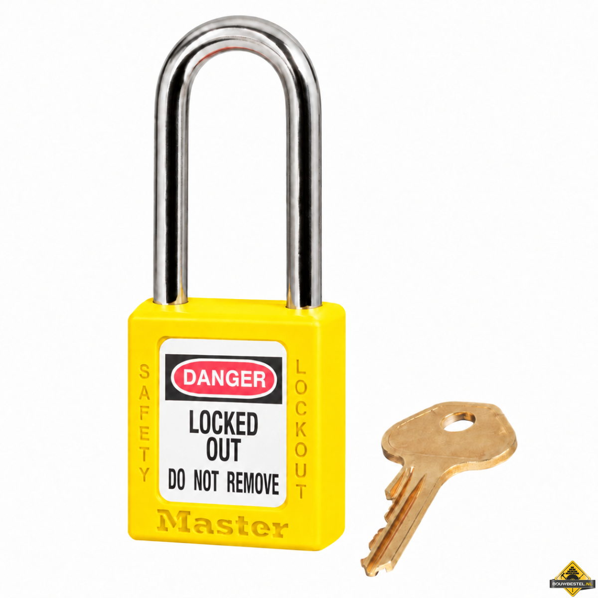 Masterlock Thermoplastisch hangslot, type 410, kast geel 40mm, VS, incl. 1 sleutel