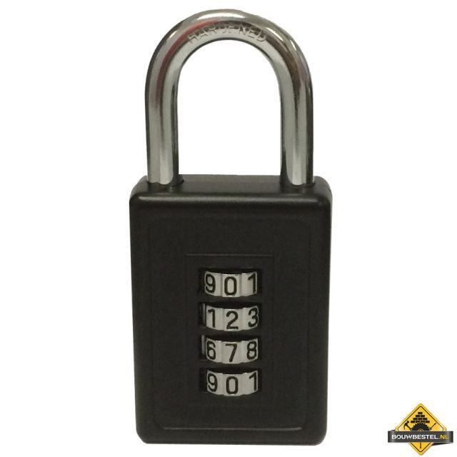 M-LOY cijfercombinatiehangslot, zwarte kast 40mm, instelbaar tot 9999