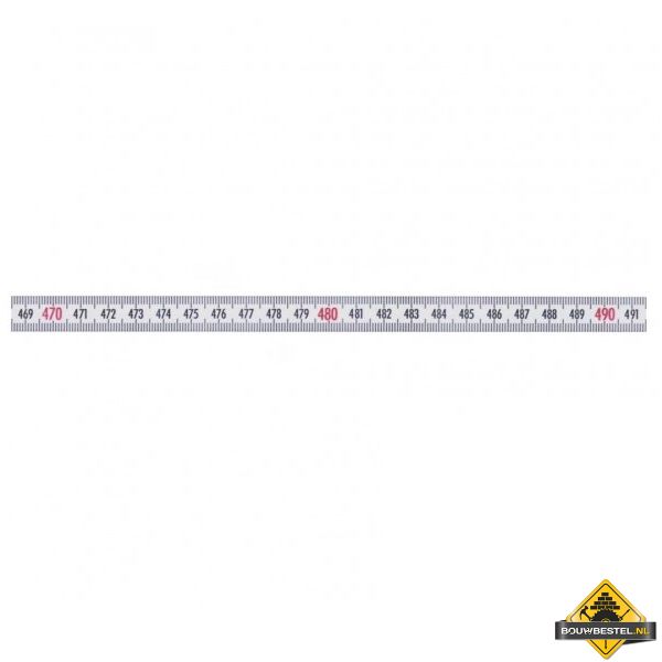 Memolon wit vlak machinemeetlint horizontaal rechtsoplopend - 1 m x 10 mm