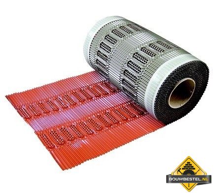 Ventilerende nok- en hoekkeperrol 34 cm breedte 5 meter per rol rood