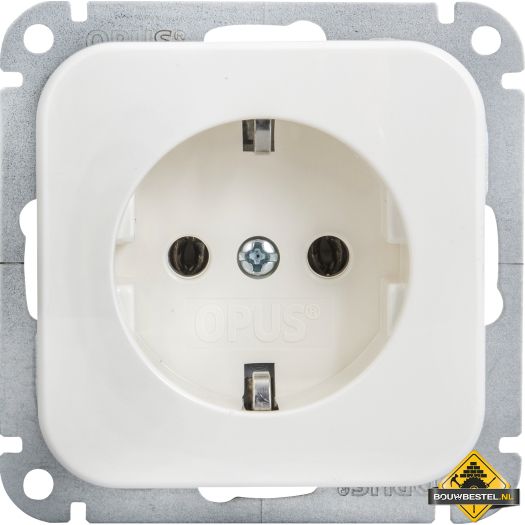 Opus 1 geaarde contactdoos met steekklemmen helder wit