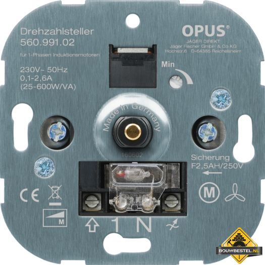 Opus 1 toerentalregelaar 20-600VA helder wit