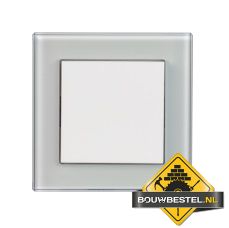 Opus 55 Fusion pulsschakelaarwip, polarwit glans afdekraam enkelvoudig