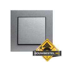 Opus 55 Kubus pulsschakelaarwip, alu-zilver-zijdeglans afdekraam enkelvoudig