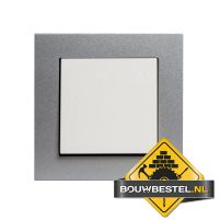 Opus 55 Kubus pulsschakelaarwip, polarwit alu-zilver zijdeglans afdekraam enkelvoudig