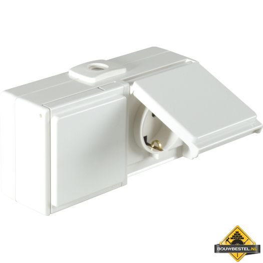 Opus Aqua geaarde contactdoos 2-voudig, horizontaal helder wit