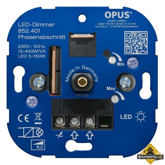Opus dimmer voor LEDs en energiespaarlampen 15 - 450 VA / LED 5 - 150 W