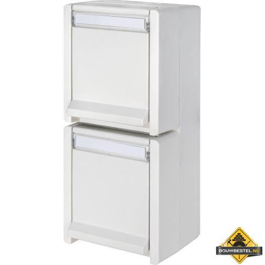 Opus Resist geaarde contactdoos 2-voudig, verticaal helder wit IP55