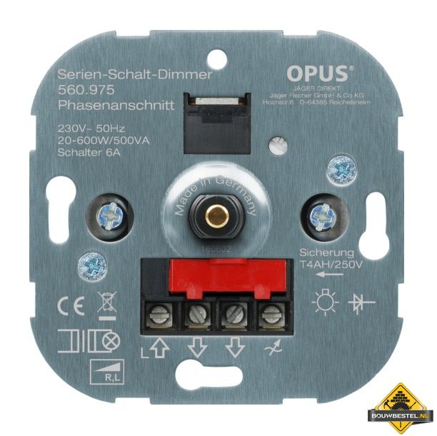 Opus seriedimmer 20-200 VA met schroefklemmen, metalen as 20- 500 VA