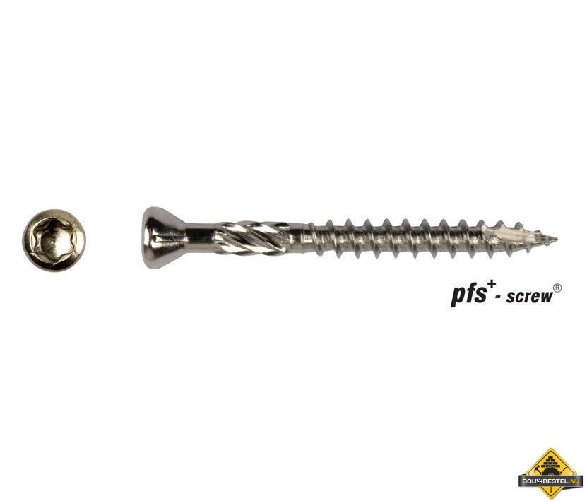 PFS Hardhoutschroeven Verzonken Kop Torx * 5x60 Rvs / Inox C2 (T-25) - 200 stuks