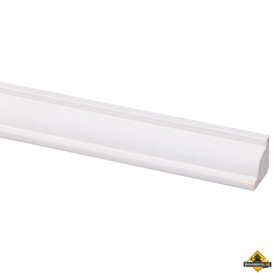 Grenen plafondlijst FSC 16 x 16 mm 270 cm wit gegrond