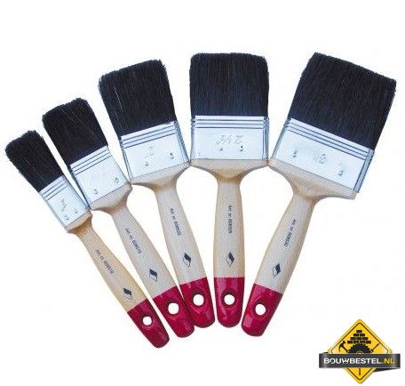 Super Prof, platte kwast, zwart haar dubbeldik 3 inch 100% synthetisch houten steel