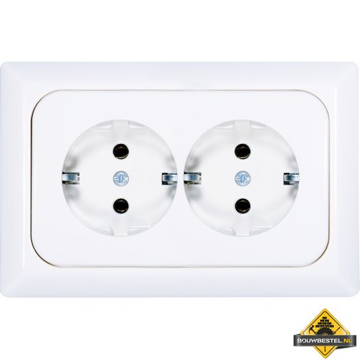Quick contactdoos Kanto compleet, 2-voudig voor 1,5-voudige inbouwdoos alpinewit