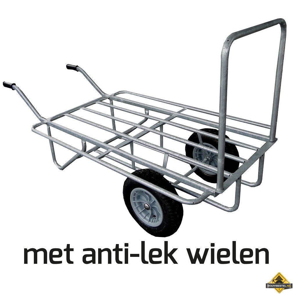 Ramenwagen 2 wiel gegalvaniseerd (verzinkt) softwiel (anti-lek band) - NL-fabricaat