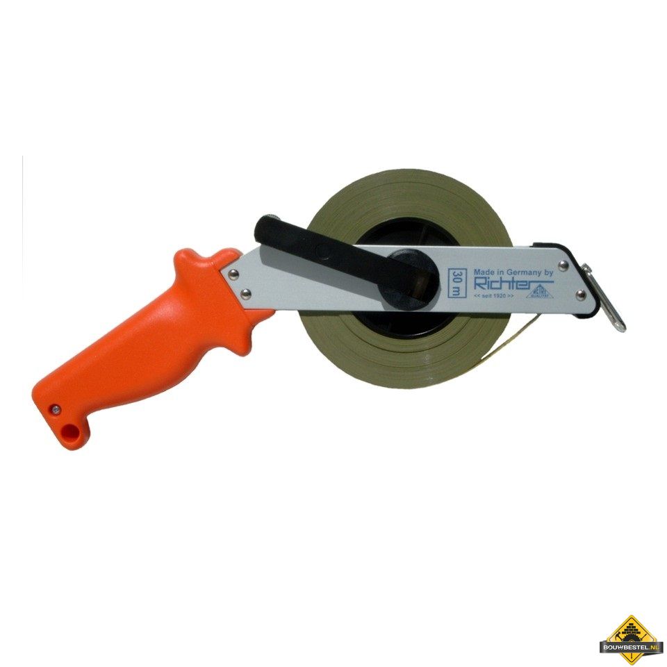 Richter meetband staal/nylon met bandeinde D in open frame - 10 m