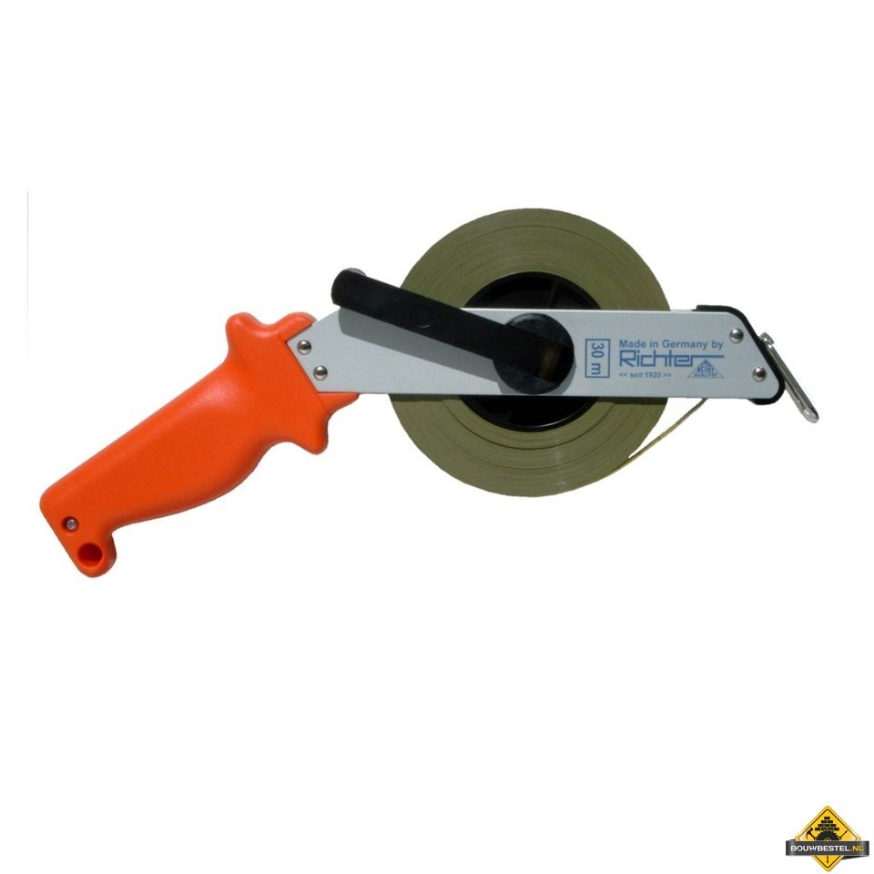 Richter RVS meetband met bandeinde D in aluminium pistoolframe - 50 m