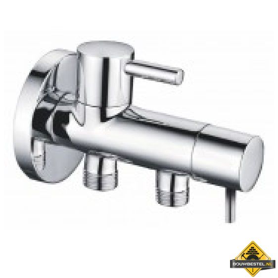 Riko Minimal dubbele hoekstopkraan 1/2 inch x 3/8 inch x 3/8 inch chroom (UITVERKOOP, OP = OP)