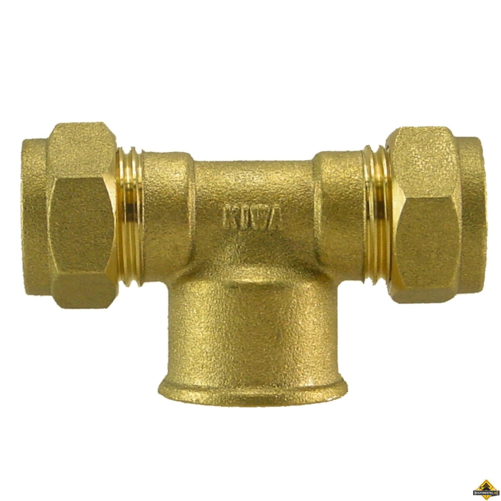 Riko P-717 messing knel teestuk 22x3/8"binnen x22 - per 10 stuks (UITVERKOOP, OP = OP)