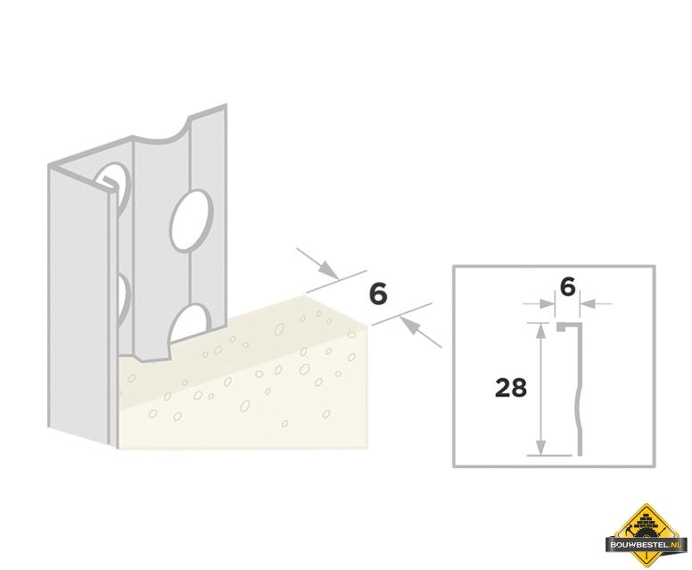 Ripstaal Stucstopprofiel 1216 (300cm)