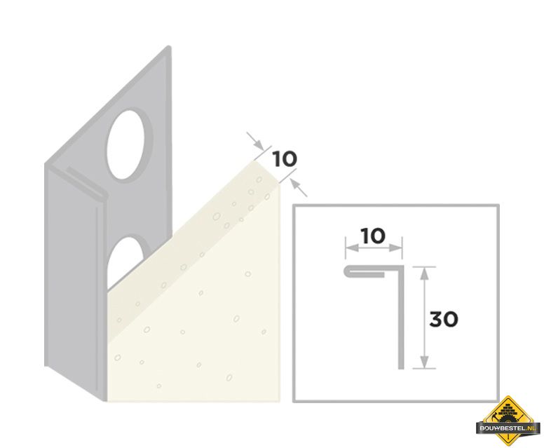 Ripstaal Stucstopprofiel 2180 RVS (260cm)