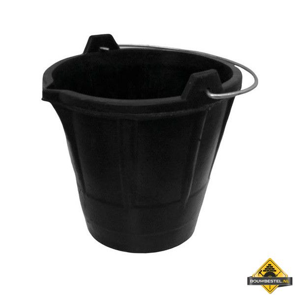 Rubberen bouwemmer met tuit - 12 L