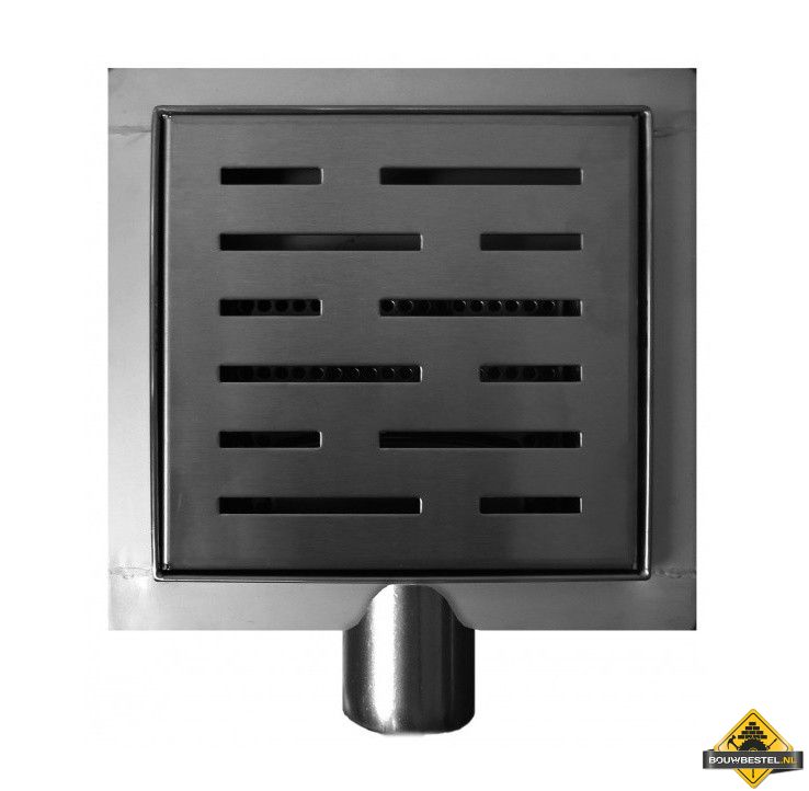 Wiesbaden RVS 3e generatie doucheput + flens +RVS sifon + filter zij 15x15