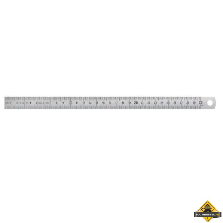 RVS liniaal met rechtse schaal - 2000 x 40 x 2 mm