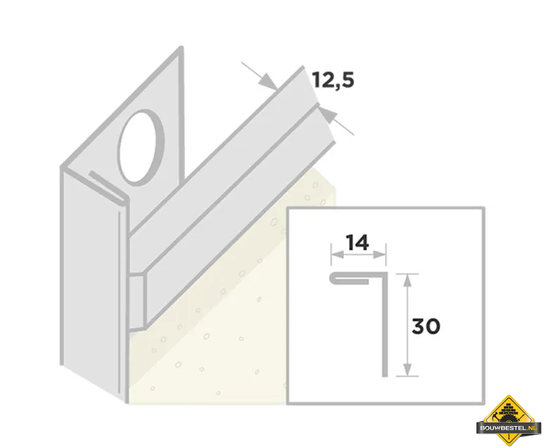 Stucstopprofiel 1131 L= 300 cm 1x12,5mm