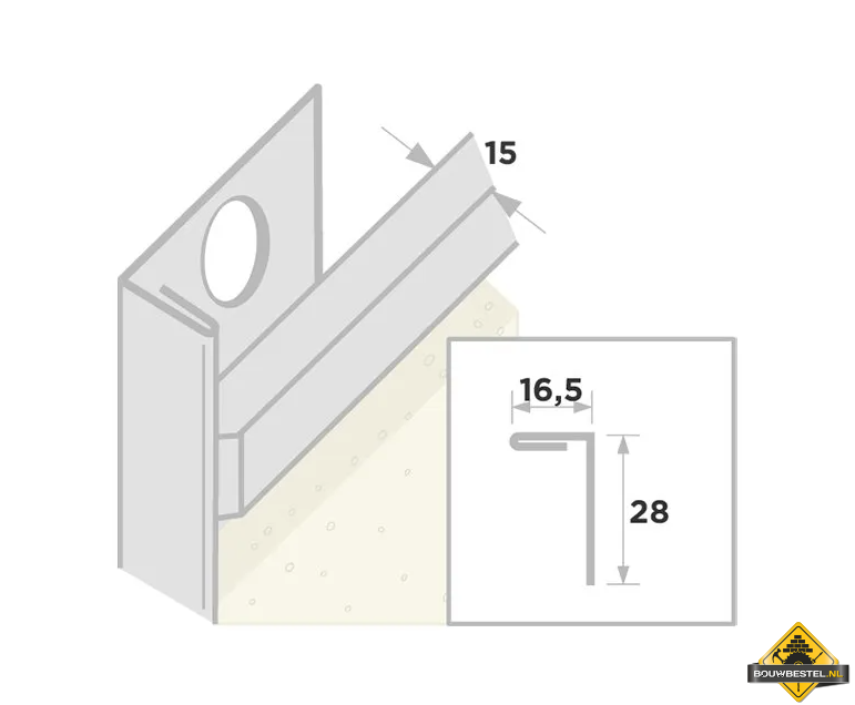 Stucstopprofiel 1132 L= 300 cm 1x15mm
