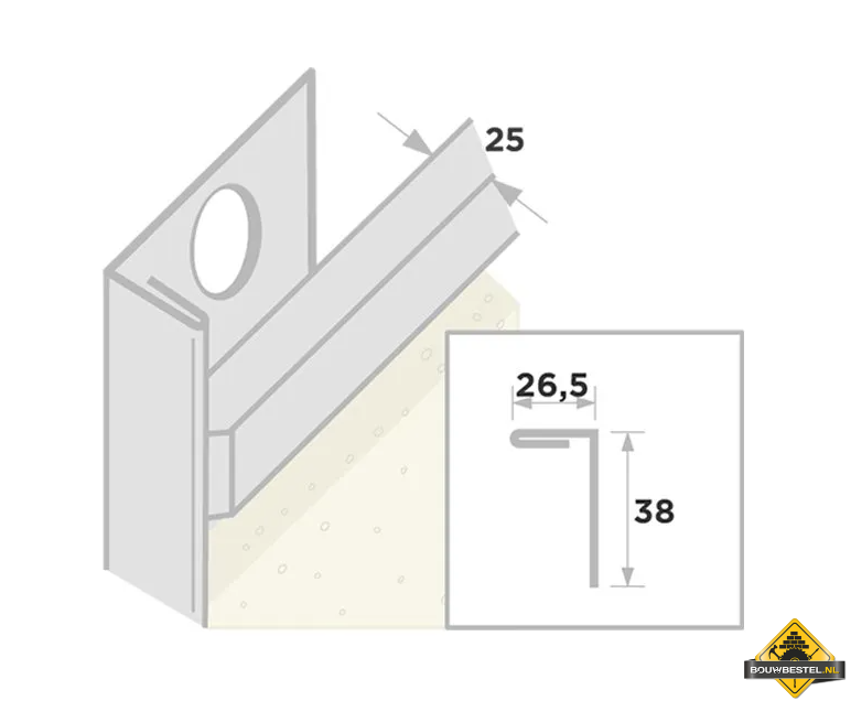 Stucstopprofiel 1136 L= 300 cm 1x25mm
