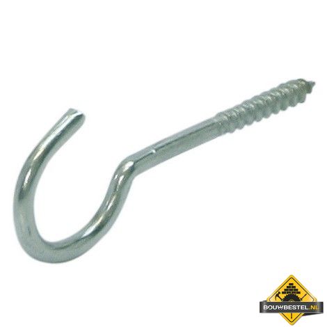 Schroefhaak Houtdraad 60X18mm Diameter: 4.4 Epoxy Coating Wit - 10 stuks