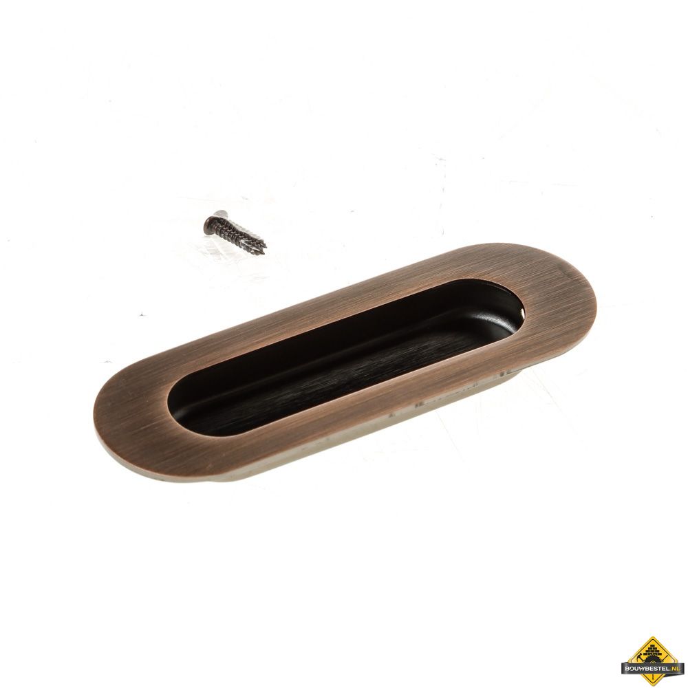 Schuifdeurkom ovaal 120mm Koper staal