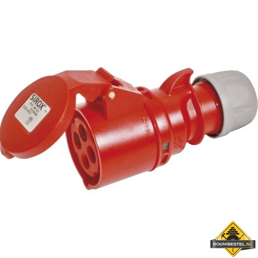 Sirox CEE-contrastekker IP 44, 4-polig, 400 V, 6 h 16 A, rood