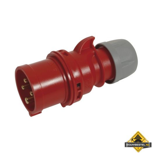 Sirox CEE-stekker IP 44, 4-polig, 400 V, 6 h 16 A, rood