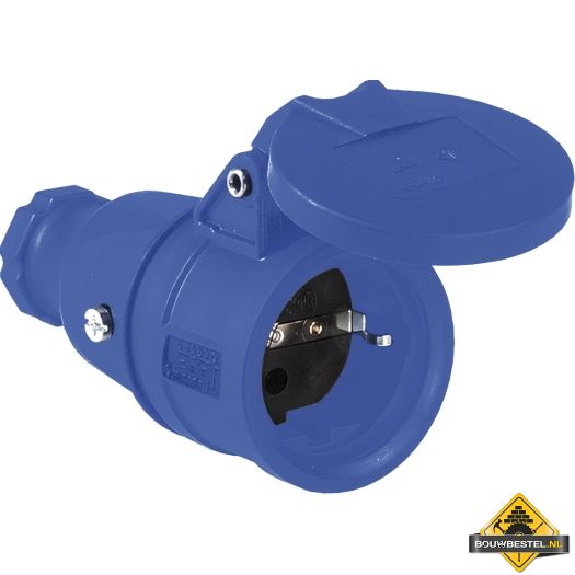Sirox volrubber contrastekker met verend klapdeksel blauw, IP44