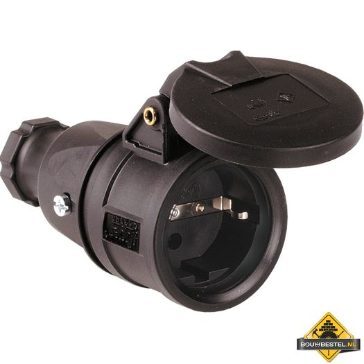 Sirox volrubber contrastekker met verend klapdeksel zwart, IP44