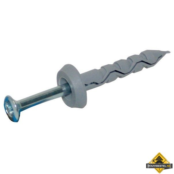 Slagschroefnagel 5X50+Plug 8X50 Verzinkt met kraagplug - 200 Stuks