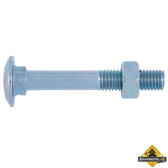 Slotbout M8 - 100 st - vierkantnok en moer - 90x20,65 mm