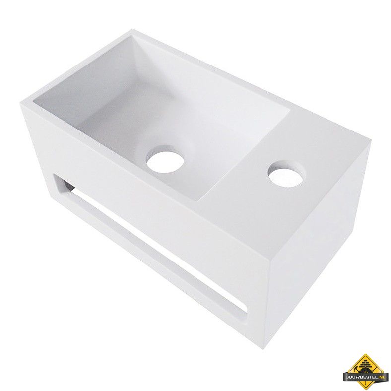 Wiesbaden Solid Surface fontein & handdoekhouder rechts 356x203x159