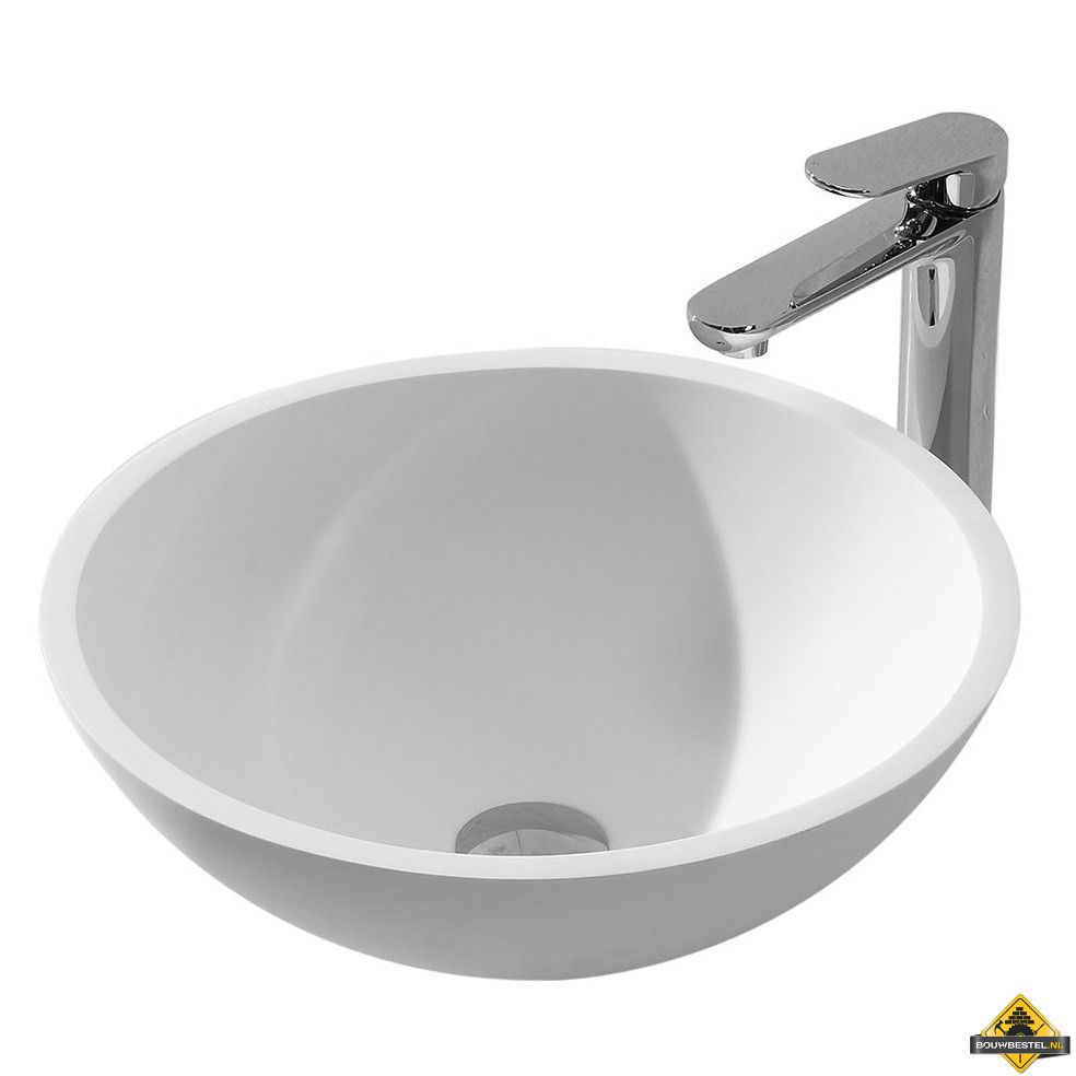 Wiesbaden Solid Surface opzetwastafel rond 430x430x130