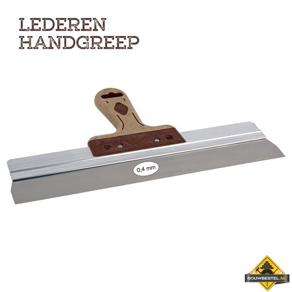 Spackmes SUPER PROF PURE aluminium 170 mm RVS met LEDEREN-greep