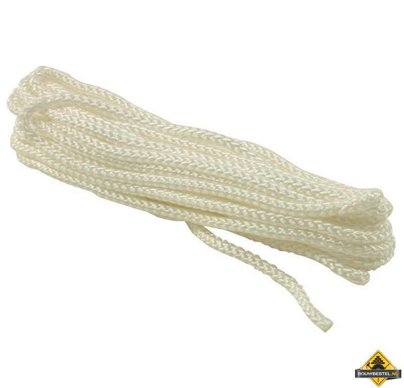 Steigertouw gevlochten pp wit. 8 mm 10 meter
